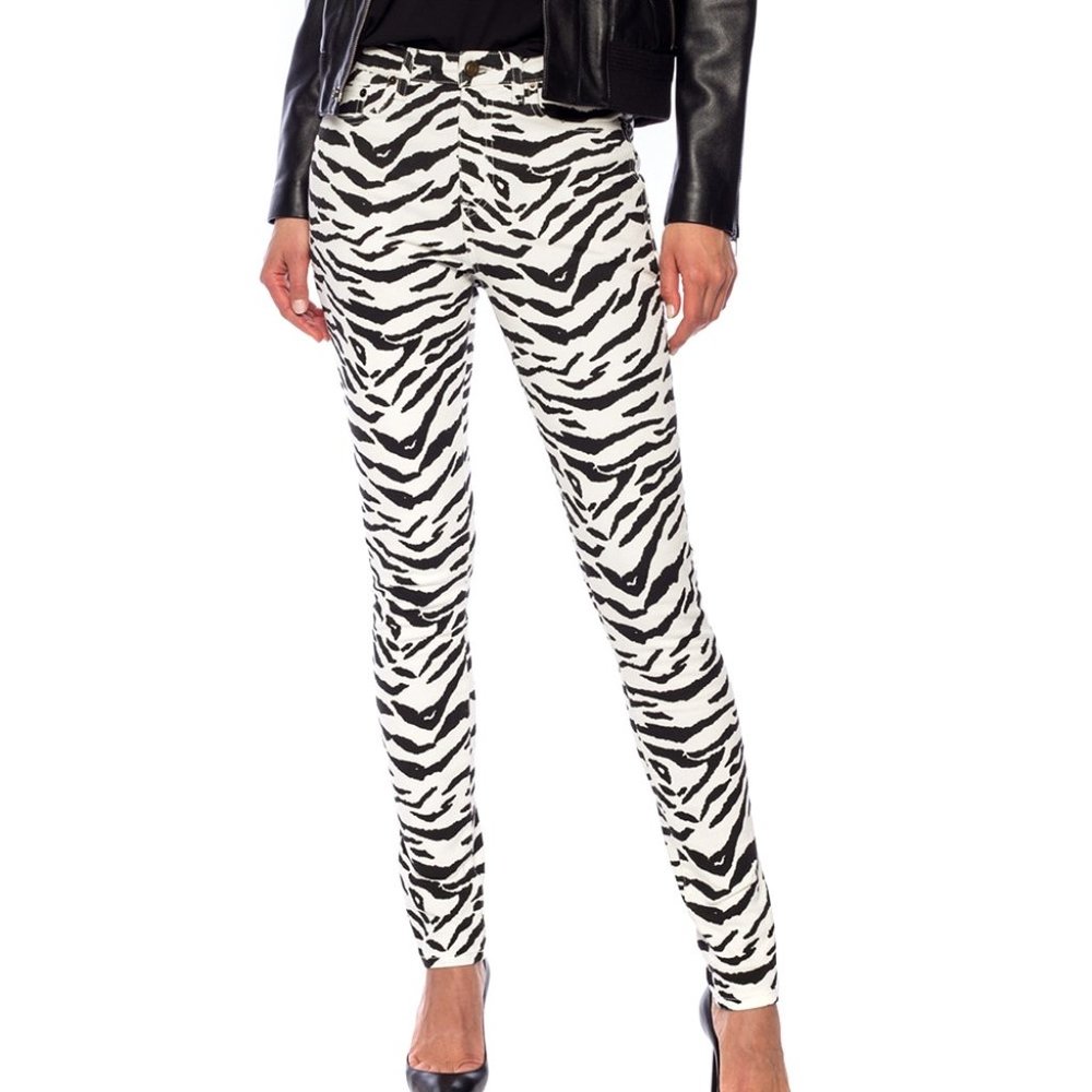 Authentic SAINT LAURENT Animal Print Skinny Jeans - 25 - NWT